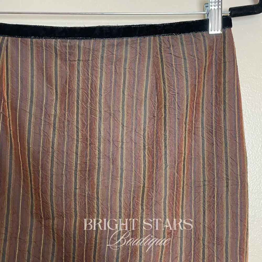 Rare Brown Stripe Lace Trim Pencil Skirt ASO Lorelai Gilmore Girls Vintage Y2K